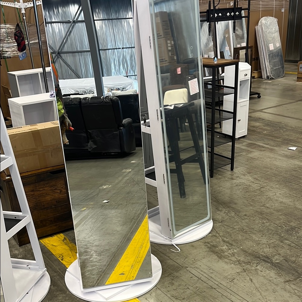 White Full-Length Mirror with Stand